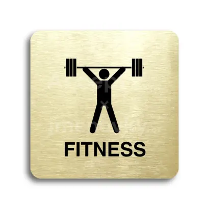 Piktogram "fitness III" - zlatá tabulka - černý tisk bez rámečku