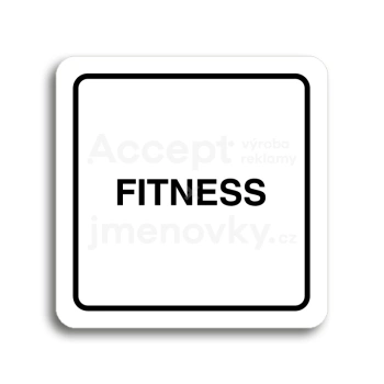 Piktogram "fitness" - bílá tabulka - černý tisk