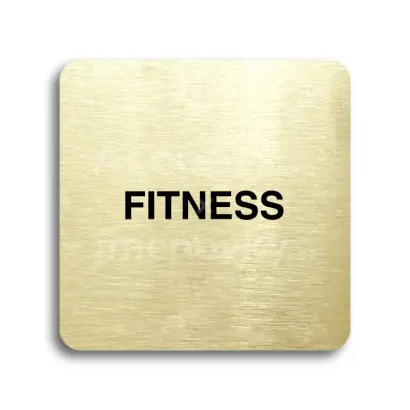 Piktogram "fitness" - zlatá tabulka - černý tisk bez rámečku