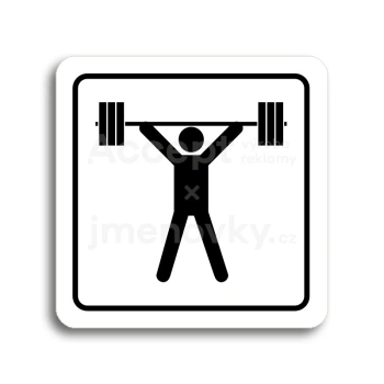 Piktogram "fitness VI" - bílá tabulka - černý tisk