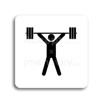 Piktogram "fitness VI" - bílá tabulka - černý tisk bez rámečku