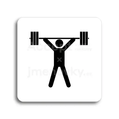 Piktogram "fitness VI" - bílá tabulka - černý tisk bez rámečku