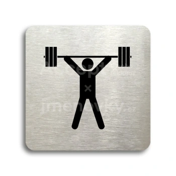 Piktogram "fitness VI" - stříbrná tabulka - černý tisk bez rámečku