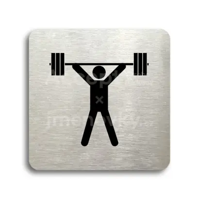 Piktogram "fitness VI" - stříbrná tabulka - černý tisk bez rámečku