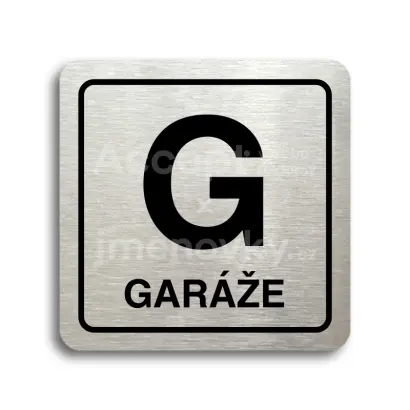 Piktogram "G garáže" - stříbrná tabulka - černý tisk