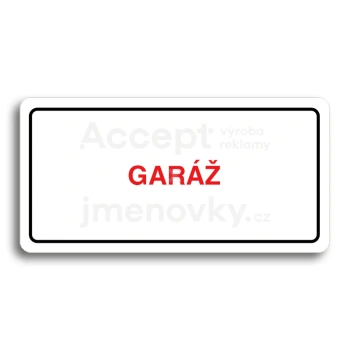 Piktogram "GARÁŽ" - bílá tabulka - barevný tisk
