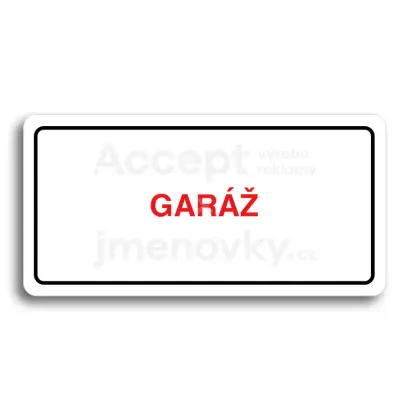 Piktogram "GARÁŽ" - bílá tabulka - barevný tisk