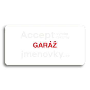 Piktogram "GARÁŽ" - bílá tabulka - barevný tisk bez rámečku