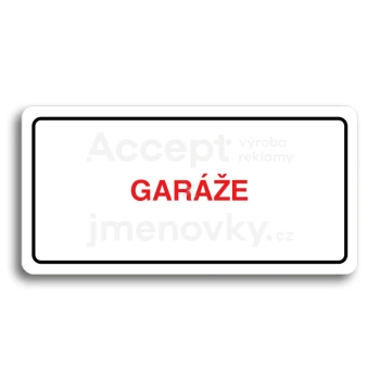 Piktogram "GARÁŽE" - bílá tabulka - barevný tisk