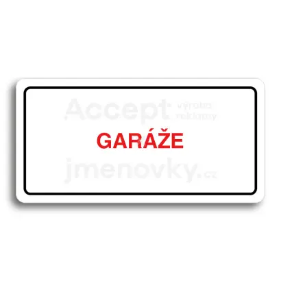Piktogram "GARÁŽE" - bílá tabulka - barevný tisk