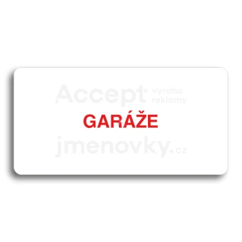 Piktogram "GARÁŽE" - bílá tabulka - barevný tisk bez rámečku