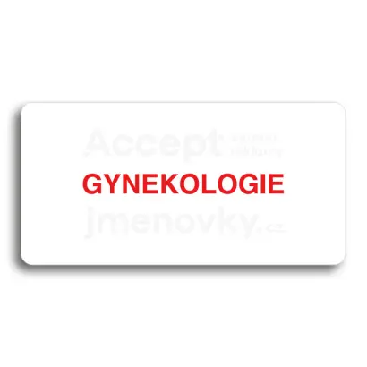 Piktogram "GYNEKOLOGIE" - bílá tabulka - barevný tisk bez rámečku