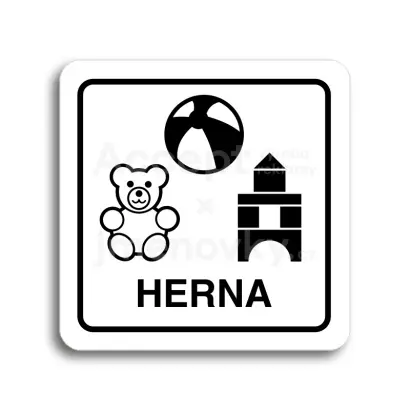 Piktogram "herna" - bílá tabulka - černý tisk