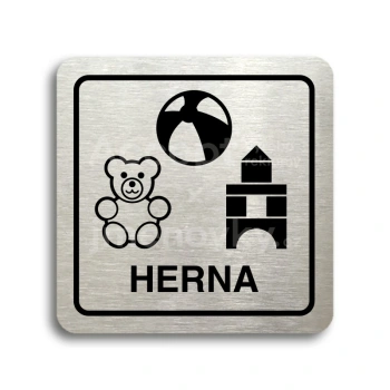 Piktogram "herna" - stříbrná tabulka - černý tisk