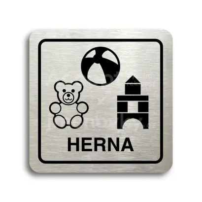 Piktogram "herna" - stříbrná tabulka - černý tisk