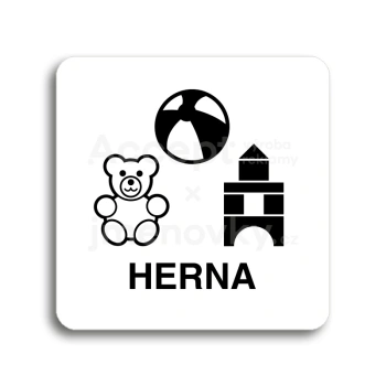 Piktogram "herna" - bílá tabulka - černý tisk bez rámečku