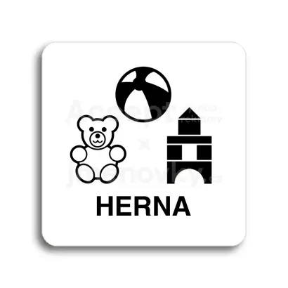 Piktogram "herna" - bílá tabulka - černý tisk bez rámečku