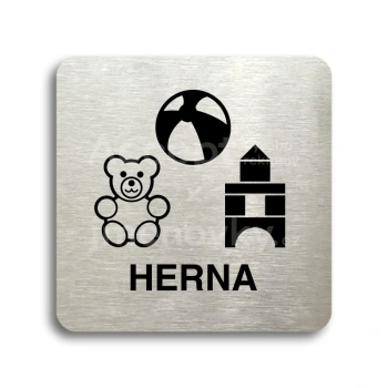 Piktogram "herna" - stříbrná tabulka - černý tisk bez rámečku
