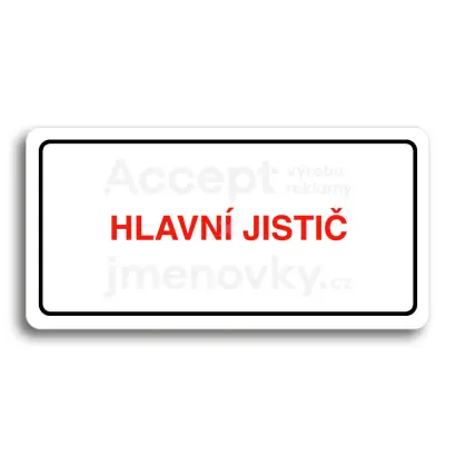 Piktogram "HLAVNÍ JISTIČ" - bílá tabulka - barevný tisk
