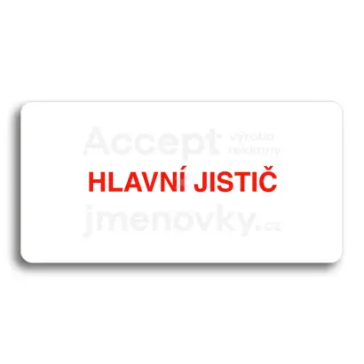 Piktogram "HLAVNÍ JISTIČ" - bílá tabulka - barevný tisk bez rámečku
