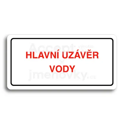 Piktogram "HLAVNÍ UZÁVĚR VODY" - bílá tabulka - barevný tisk