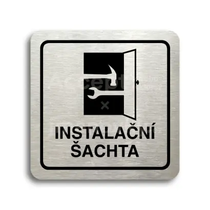 Piktogram "instalační šachta" - stříbrná tabulka - černý tisk