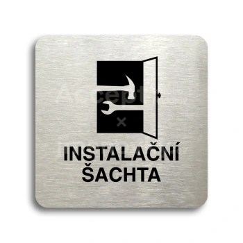 Piktogram "instalační šachta" - stříbrná tabulka - černý tisk bez rámečku
