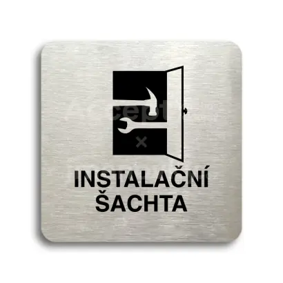 Piktogram "instalační šachta" - stříbrná tabulka - černý tisk bez rámečku