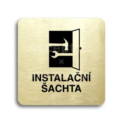 Piktogram "instalační šachta" - zlatá tabulka - černý tisk bez rámečku