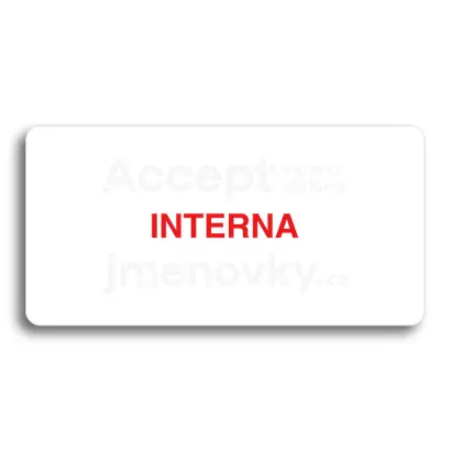 Piktogram "INTERNA" - bílá tabulka - barevný tisk bez rámečku