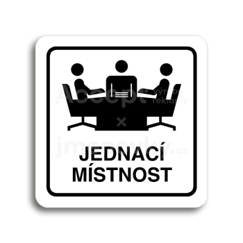 Piktogram "jednací místnost" - bílá tabulka - černý tisk