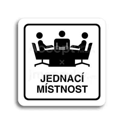 Piktogram "jednací místnost" - bílá tabulka - černý tisk