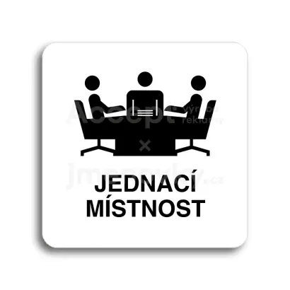 Piktogram "jednací místnost" - bílá tabulka - černý tisk bez rámečku