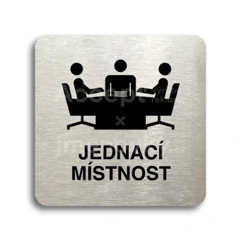 Piktogram "jednací místnost" - stříbrná tabulka - černý tisk bez rámečku