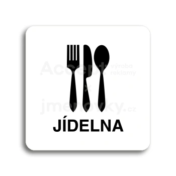 Piktogram "jídelna" - bílá tabulka - černý tisk bez rámečku