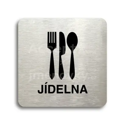 Piktogram "jídelna" - stříbrná tabulka - černý tisk bez rámečku