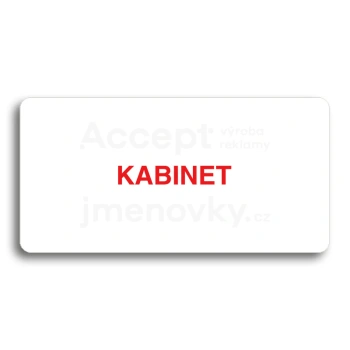 Piktogram "KABINET" - bílá tabulka - barevný tisk bez rámečku