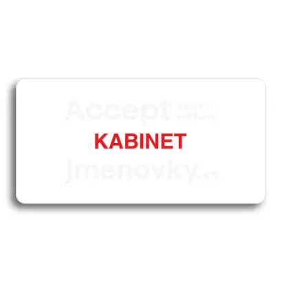 Piktogram "KABINET" - bílá tabulka - barevný tisk bez rámečku