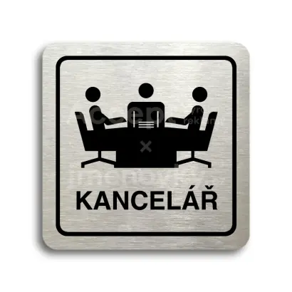 Piktogram "kancelář" - stříbrná tabulka - černý tisk