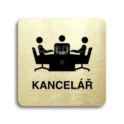 Piktogram "kancelář" - zlatá tabulka - černý tisk bez rámečku