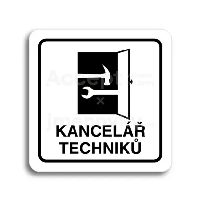 Piktogram "kancelář techniků" - bílá tabulka - černý tisk