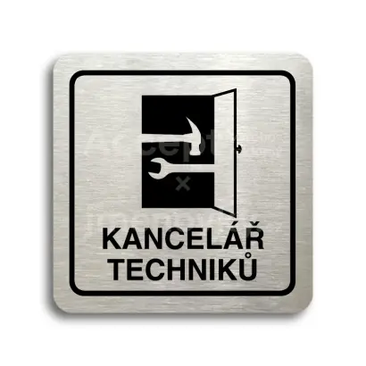 Piktogram "kancelář techniků" - stříbrná tabulka - černý tisk