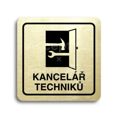 Piktogram "kancelář techniků" - zlatá tabulka - černý tisk