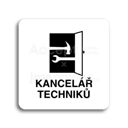 Piktogram "kancelář techniků" - bílá tabulka - černý tisk bez rámečku