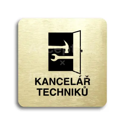 Piktogram "kancelář techniků" - zlatá tabulka - černý tisk bez rámečku