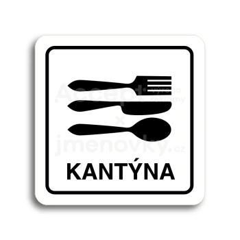 Piktogram "kantýna II" - bílá tabulka - černý tisk