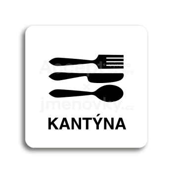 Piktogram "kantýna II" - bílá tabulka - černý tisk bez rámečku