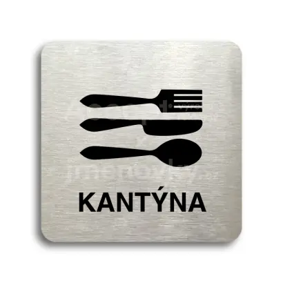 Piktogram "kantýna II" - stříbrná tabulka - černý tisk bez rámečku