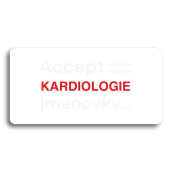 Piktogram "KARDIOLOGIE" - bílá tabulka - barevný tisk bez rámečku