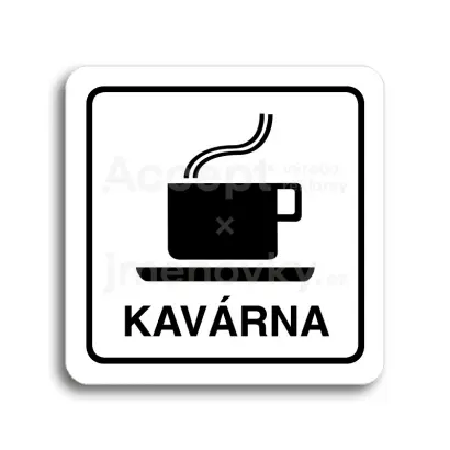 Piktogram "kavárna" - bílá tabulka - černý tisk